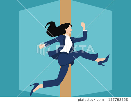 Illustration of a woman leaving work Illustration of a woman leaving work 137768568
