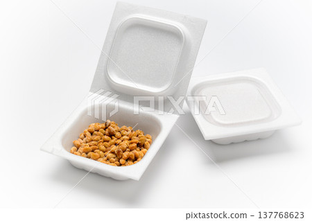Natto, a fermented food, photographed against a white background. Natto, a fermented food, photographed against a white background. 137768623