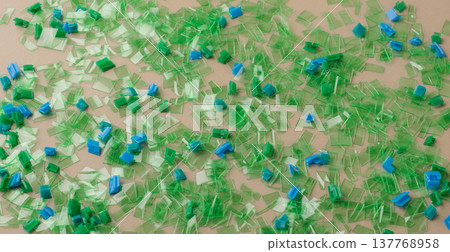Plastic waste fragments causing environmental pollution and recycling issues Plastic waste fragments causing environmental pollution and recycling issues 137768958
