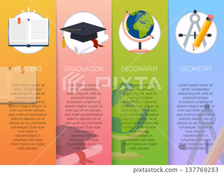 Steps of education process. Education and science banners set. Flat design style modern vector illustration concept. 137769283