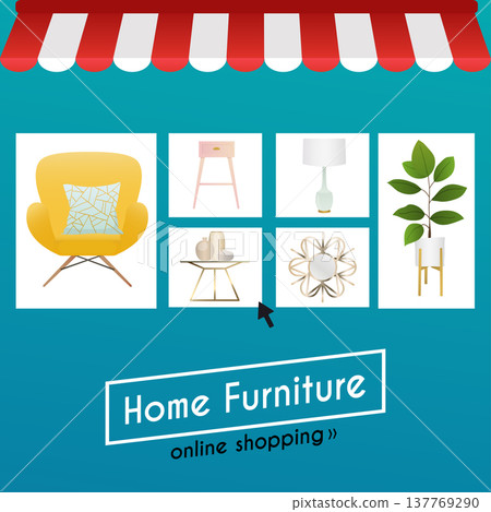 Flat design concept online shopping furniture and e-commerce. Icons for mobile marketing. Vector illustration. 137769290