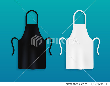 White and black kitchen aprons. Chef uniform for cooking. 137769461