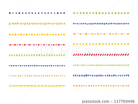 插畫素材：線條藝術裝飾、簡約可愛的手繪邊框、色彩繽紛 137769496