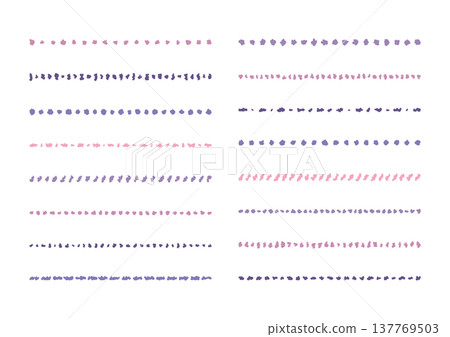 Illustration material: Line material embellishment - simple and cute hand-drawn lines in pink and purple. 137769503
