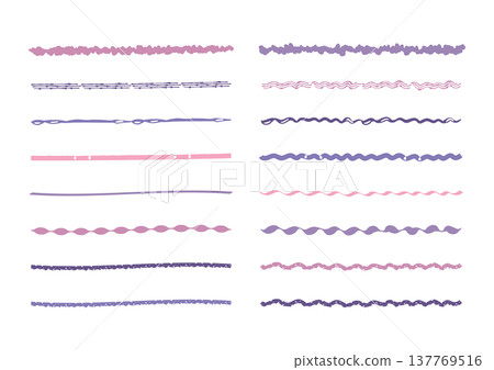 Illustration material: Line material embellishment - simple and cute hand-drawn lines in pink and purple. Illustration material: Line material embellishment - simple and cute hand-drawn lines in pink and purple. 137769516