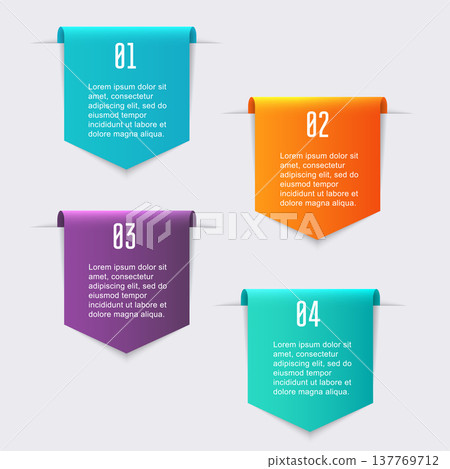 Vector colorful info graphics for your business presentations. Can be used  website layout, numbered banners, diagram, horizontal cutout lines, web design. 137769712