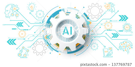 Artificial Intelligence Logo on futuristic technology background and icon, AI generative technology concept, neural network, big data, digital Hud futuristic and deep learning, vector illustration Artificial Intelligence Logo on futuristic technology background and icon, AI generative technology concept, neural network, big data, digital Hud futuristic and deep learning, vector illustration 137769787
