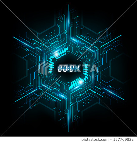 Abstract Futuristic Technology hexagon background with Digital number timer concept and countdown, vector illustration Abstract Futuristic Technology hexagon background with Digital number timer concept and countdown, vector illustration 137769822