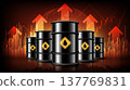 Global crude oil price surge and energy crisis concept with rising charts and oil barrels, vector illustration 137769831