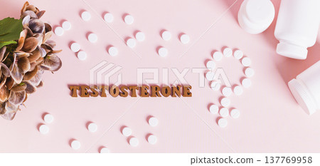 The concept of testosterone therapy and support for women top view web banner The concept of testosterone therapy and support for women top view web banner 137769958