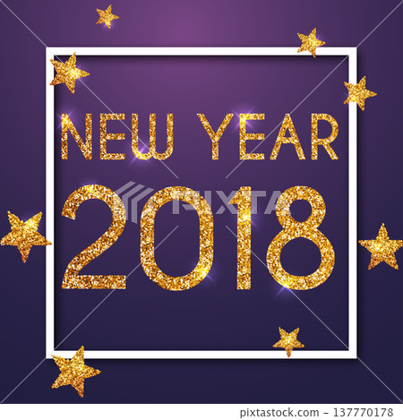 New year 2018 Greeting Card. Typography postcard template. Vector illustration. 137770178