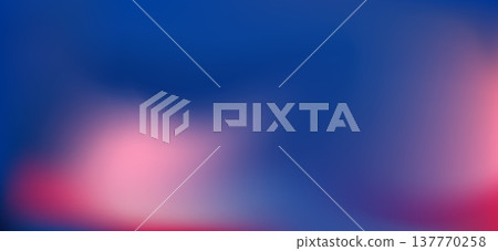 Gentle pink blurred spots as floral silhouette on blue background. Abstract ethereal florals gradient backdrop. Vector botanical gradation template for presentation. Soft smooth botanical dreamy bg 137770258