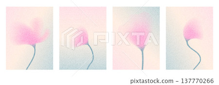 Grain soft flower gradation background set. Banners template with pink floral gradient on abstract botanical ombre. Grainy tulip with soft blur for spring invitation collection. Vector trendy posters Grain soft flower gradation background set. Banners template with pink floral gradient on abstract botanical ombre. Grainy tulip with soft blur for spring invitation collection. Vector trendy posters 137770266