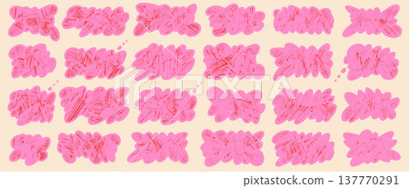 Pink fluffy shapes for text. Crayon girly frame with label bubble speech. Scallop promo sticker with scribble, doodle kid set. Hand-drawn clouds with pencil chalk textured frames. Vector fluffy label Pink fluffy shapes for text. Crayon girly frame with label bubble speech. Scallop promo sticker with scribble, doodle kid set. Hand-drawn clouds with pencil chalk textured frames. Vector fluffy label 137770291