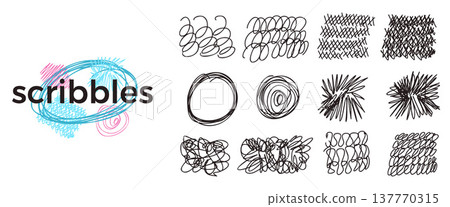 Ink black pen messy scribbles for text highlights. Hand-drawn circles, scratches, squiggle. Abstract geometric doodles, naive rounds set. Vector handmade irregular oval, crosshatching isolated Ink black pen messy scribbles for text highlights. Hand-drawn circles, scratches, squiggle. Abstract geometric doodles, naive rounds set. Vector handmade irregular oval, crosshatching isolated 137770315