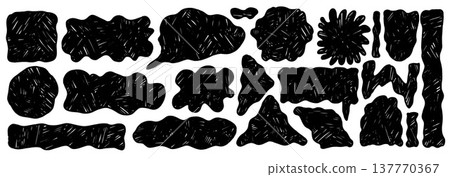 Wavy organic rectangle text boxes crayon chalk drawn. Grunge geometric frame, playful abstract promo badges. Wavy edges vector rectangle, irregular speech bubbles and curvy border for creative design 137770367