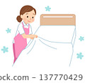 Female caregiver changing sheets, nurse, caregiver 137770429