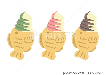 鯛魚燒軟冰淇淋插畫集 137770545