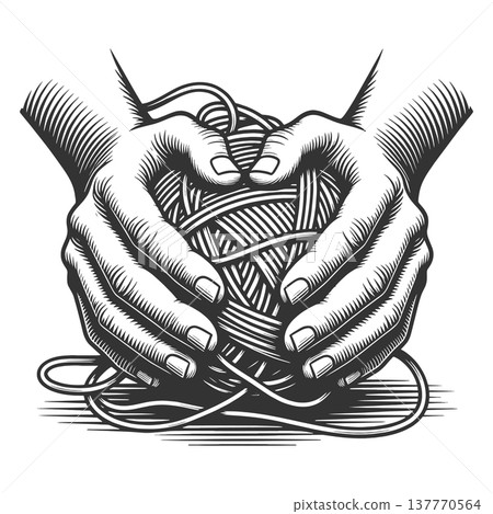 Hands Holding Ball of Yarn Craft vector Hands Holding Ball of Yarn Craft vector 137770564