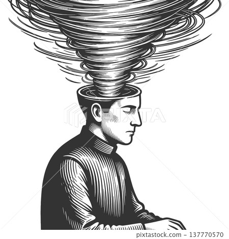 Human Mind Tornado of Chaotic Thoughts vector 137770570