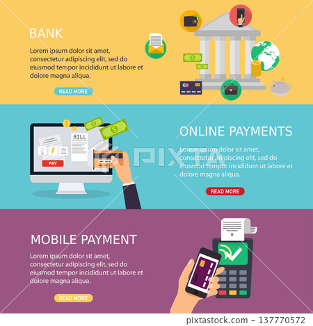 Flat design vector illustration concepts of online payment methods. Internet banking, purchasing and transaction, electronic funds transfers and bank wire transfer. Flat design vector illustration concepts of online payment methods. Internet banking, purchasing and transaction, electronic funds transfers and bank wire transfer. 137770572