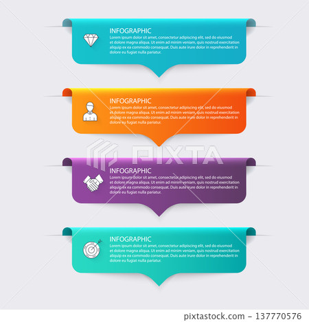 Vector colorful info graphics for your business presentations. Can be used  website layout, numbered banners, diagram, horizontal cutout lines, web design. 137770576