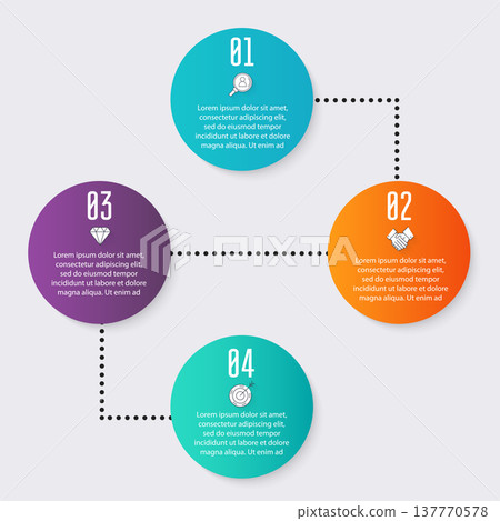 Vector colorful info graphics for your business presentations. Can be used  website layout, numbered banners, diagram, horizontal cutout lines, web design. 137770578