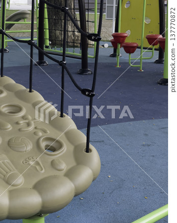 Children playground equipment outdoors park area 137770872