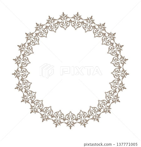 Vintage Round frame arabesque in Eastern style. Oriental porcelain plate with golden pattern. Plate. Pattern frame for round ceramic, textile, porcelain, invitation, greeting card, plate, embroidery Vintage Round frame arabesque in Eastern style. Oriental porcelain plate with golden pattern. Plate. Pattern frame for round ceramic, textile, porcelain, invitation, greeting card, plate, embroidery 137771005