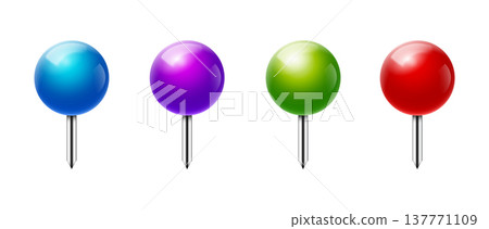 Pushpin thumbtack 3d icon set. Map pin vector realistic tack thumb isolated icon Pushpin thumbtack 3d icon set. Map pin vector realistic tack thumb isolated icon 137771109