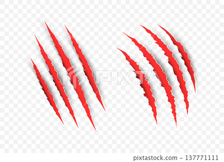 Scratch claw mark tiger bear red paw icon. Animal lion slash claw vector wild monster shape design. Scratch claw mark tiger bear red paw icon. Animal lion slash claw vector wild monster shape design. 137771111