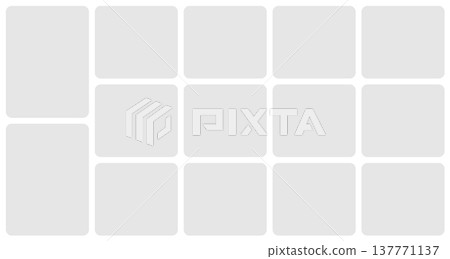 Bento grid template layout shape. Bento box modular collage frame design geometry background. 137771137