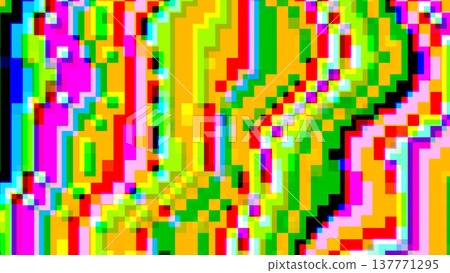 Pixel Glitch Background with Neon Colors and 8-bit Distortion 137771295
