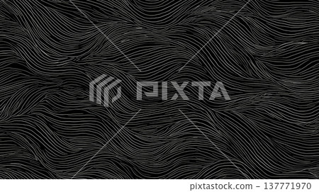 Abstract monoline wavy gray lines pattern background. Abstract monoline wavy gray lines creating a seamless organic pattern on black background Abstract monoline wavy gray lines pattern background. Abstract monoline wavy gray lines creating a seamless organic pattern on black background 137771970