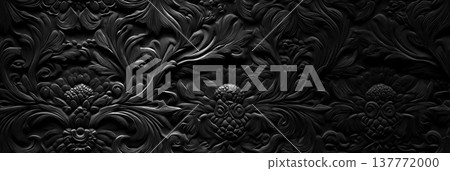 Dark baroque pattern creating elegant design background. Dark baroque pattern with ornate scrollwork forming an elegant textured background Dark baroque pattern creating elegant design background. Dark baroque pattern with ornate scrollwork forming an elegant textured background 137772000