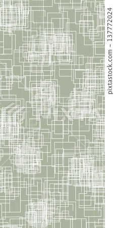 Seamless geometric pattern of overlapping squares on pastel green. Abstract design creating a mosaic texture with white square outlines on a soft green background Seamless geometric pattern of overlapping squares on pastel green. Abstract design creating a mosaic texture with white square outlines on a soft green background 137772024