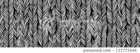 Black and white abstract palm leaf herringbone pattern. Abstract black and white seamless pattern forming a herringbone tropical leaf texture Black and white abstract palm leaf herringbone pattern. Abstract black and white seamless pattern forming a herringbone tropical leaf texture 137772044