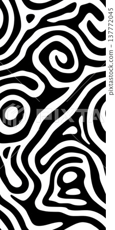 Dynamic black white swirling seamless pattern background. Abstract graphic pattern featuring flowing curved lines creating a modern black and white backdrop 137772045