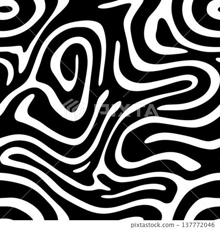 Dynamic black white swirling seamless pattern background. Abstract graphic pattern featuring flowing curved lines creating a modern black and white backdrop 137772046