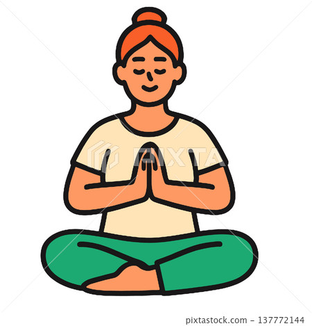 Woman yoga meditation sitting cross legged peaceful mindfulness relaxation Woman yoga meditation sitting cross legged peaceful mindfulness relaxation 137772144