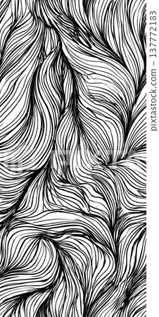 Organic abstract flowing lines creating dynamic pattern. Abstract black and white lines forming a seamless organic flow pattern Organic abstract flowing lines creating dynamic pattern. Abstract black and white lines forming a seamless organic flow pattern 137772183