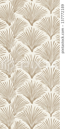 Japanese fan shell motif seamless repeating pattern. Neutral colored repeating pattern with abstract fan shapes creating a decorative texture Japanese fan shell motif seamless repeating pattern. Neutral colored repeating pattern with abstract fan shapes creating a decorative texture 137772189