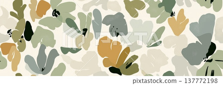Matisse inspired floral cutout seamless pattern. Abstract organic leaf shapes creating a modern Matisse inspired seamless pattern 137772198