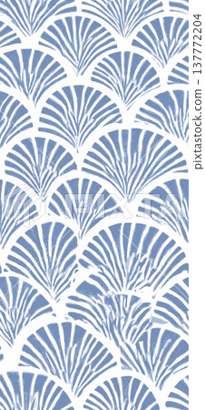 Japanese seamless pattern with blue hemp leaf motif. Repeating pattern showing stylized Japanese asa-no-ha motif in indigo blue Japanese seamless pattern with blue hemp leaf motif. Repeating pattern showing stylized Japanese asa-no-ha motif in indigo blue 137772204