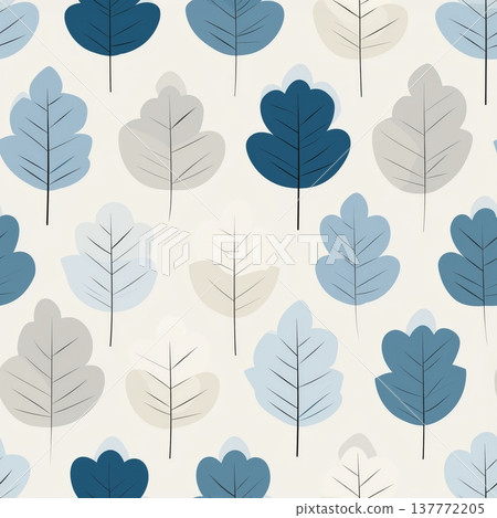 Minimal Nordic leaf seamless pattern with stylized forms. Repeating graphic design showing neutral colored leaves arranged in a modern pattern Minimal Nordic leaf seamless pattern with stylized forms. Repeating graphic design showing neutral colored leaves arranged in a modern pattern 137772205