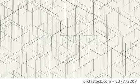 Seamless parametric geometric lines forming abstract pattern. Minimal black lines creating a repeating technical grid background 137772207