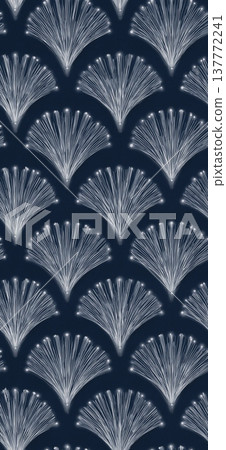 Seamless Art Deco fan pattern with silver lines. Repeating Art Deco fan pattern with silver radiating lines on a dark blue background Seamless Art Deco fan pattern with silver lines. Repeating Art Deco fan pattern with silver radiating lines on a dark blue background 137772241