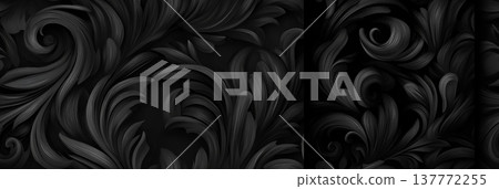 Dark seamless ornate pattern with foliage texture. Dark seamless intricate foliage pattern creating an elegant embossed texture background Dark seamless ornate pattern with foliage texture. Dark seamless intricate foliage pattern creating an elegant embossed texture background 137772255