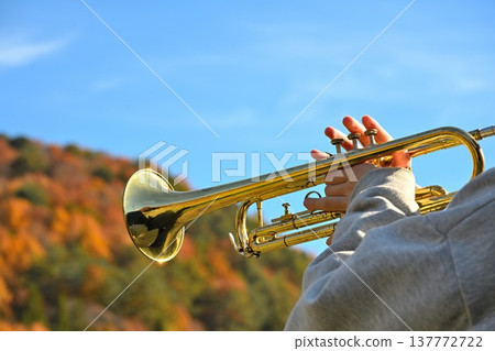 A clear blue sky and a trumpet A clear blue sky and a trumpet 137772722