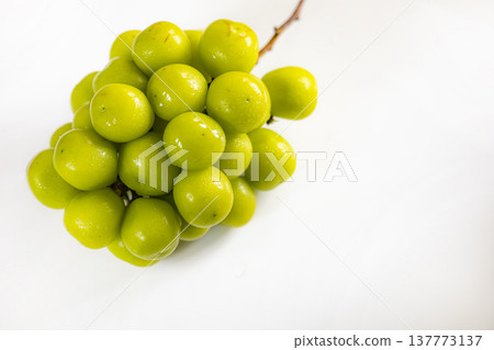 Fresh green grape Shine Muscat on a white background 137773137